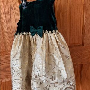 Elegant Green and Gold American Princess Dress with Bow